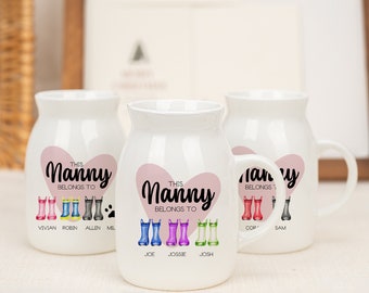 Hand-Drawn Mum Vase,Ceramic Small Vase Jug,Personalized Family Name Vase,Mother's Day,Mum Gifts,Best Gifts,Birthday Gifts,Gifts for Her