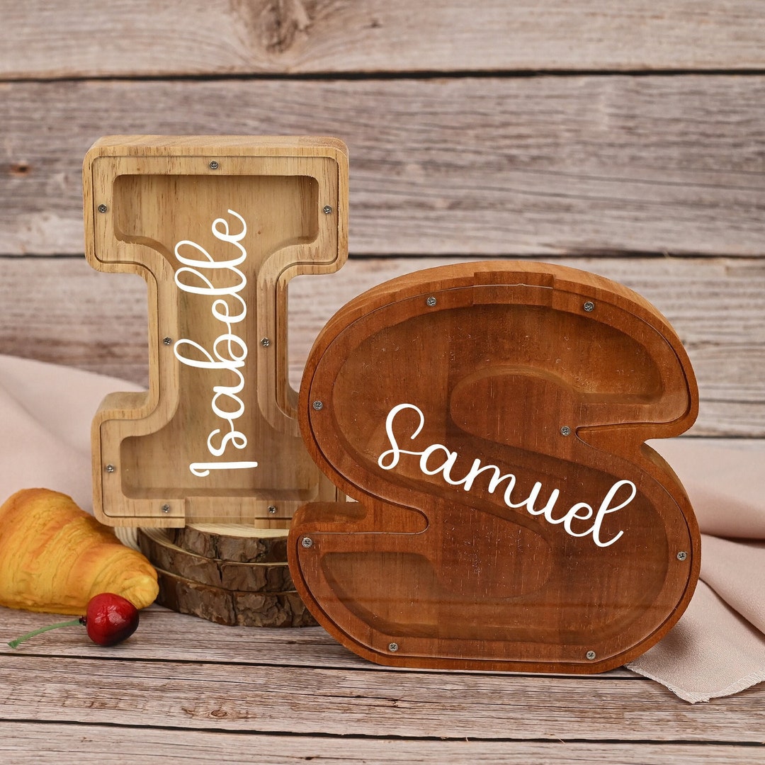 Personalized Letter Piggy Bank Custom Initial Coin Bank Etsy
