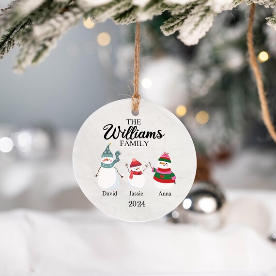 Adorno De Navidad Personalizado Con Nombres De Familia - Muñeco De Nieve, Varios Tamaños (8-20 Cm), Material Acrílico, Regalo 2025