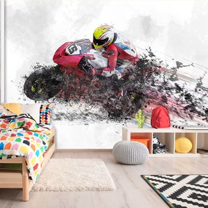 3D Motorrad Kunst Transport L502 abnehmbare Tapete selbstklebende Tapete extra groß Peel & Stick Tapete Tapete Wandbild AJSTOREArt
