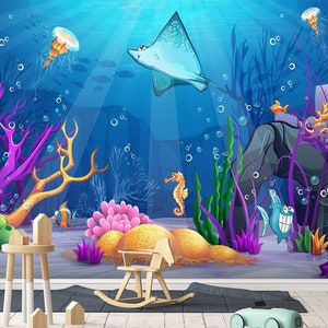3D Cartoon Rochentier Kinderzimmer L2475 kommerzielle abnehmbare Tapete selbstklebend Tapete Peel & Stick Wallpaper Wandbild AJSTOREArt