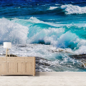 3D Sea Waves L007 Removable Wallpaper Self Adhesive Wallpaper Extra Large Peel & Stick Wallpaper Wallpaper Mural AJSTOREArt