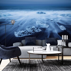 3D Winter Blue Sea L8867 Carta da parati rimovibile Carta da parati autoadesiva Carta da parati Extra Large Peel & Stick Wallpaper Wallpaper Mural AJSTOREArt