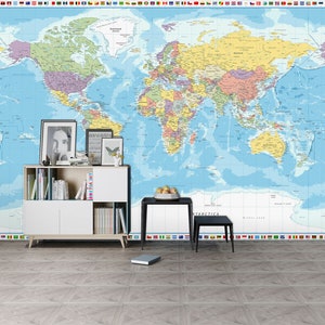 3d clássico pastel cores l9825 mapa do mundo removível papel de parede auto adesivo extra grande casca & vara papel de parede mural aj