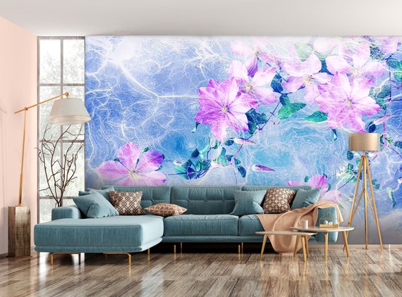 3D Purple Flower Story L7105 Removable Wallpaper Self 3D Purple Flower Story L7105 Removable Wallpaper Self