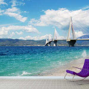 3D White Bridge L008 Removable Wallpaper Self Adhesive Wallpaper Extra Large Peel & Stick Wallpaper Wallpaper Mural AJSTOREArt