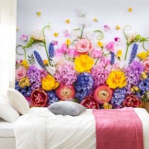 3D Stunning Spring Flowers L7154 Removable Wallpaper Self Adhesive Wallpaper Extra Large Peel & Stick Wallpaper Wallpaper Mural AJSTOREArt