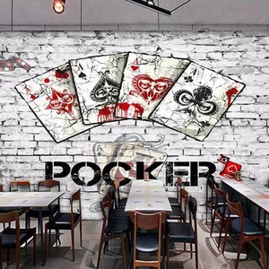 Cartas de jogar 3D L18846 Papel de parede removível Papel de parede autoadesivo Extra grande Peel & Stick Papel de parede Mural AJSTOREArt