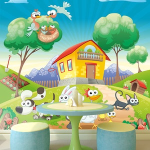 3D leuke cartoon dieren L11082 verwijderbare wallpaper zelfklevende wallpaper extra grote peel & stick wallpaper muurschildering AJSTOREArt