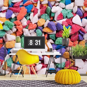 3D Bunte unregelmäßige Steine L8334 abnehmbare Tapete selbstklebende Tapete extra groß Peel & Stick Tapete Tapete Wandbild AJSTOREArt