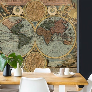 3D Arte Clásico L9720 Mapa del Mundo Papel Pintado Extraíble Papel Pintado Autoadhesivo Extra Grande Peel & Stick Papel Tapiz Papel Pintado Mural AJ