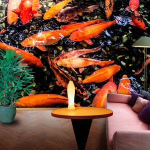 3D Klar Koi Teich L7111 Tier abnehmbare Tapete selbstklebende Tapete extra groß Peel & Stick Tapete Tapete Wandbild AJSTOREArt