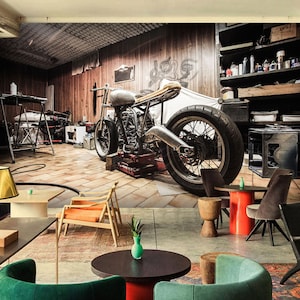 Riparazione 3D Trasporto moto L498 Carta da parati rimovibile Carta da parati autoadesiva Peel & Stick Wallpaper Wallpaper Mural AJSTOREArt