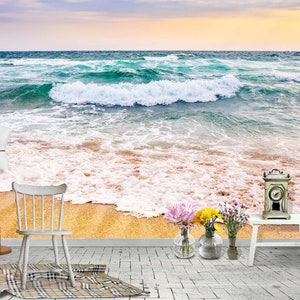 3D Sea Beach Glamour Diary L19544 Carta da parati rimovibile Carta da parati autoadesiva Extra Large Peel & Stick Carta da parati Carta da parati murale AJSTOREArt