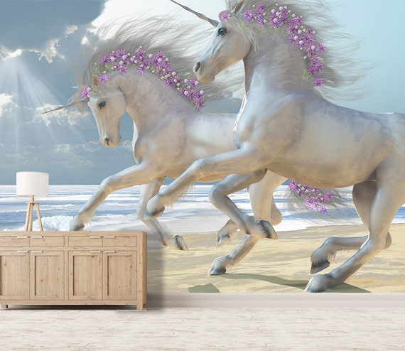 3D Beautiful Unicorn Animal L705 Removable Wallpaper Self Adhesive