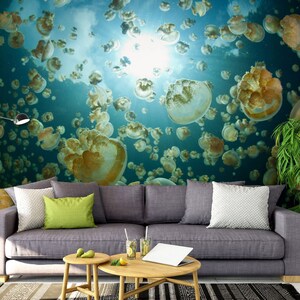 3D Many Jellyfish L8856 Removable Wallpaper Self Adhesive Wallpaper Extra Large Peel & Stick Wallpaper Wallpaper Mural AJSTOREArt