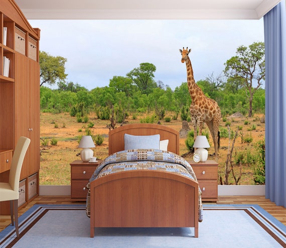 3D Cute Giraffe Animal L139 Removable Wallpaper Self Adhesive - Etsy
