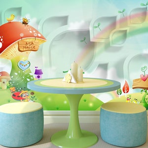3D Cartoon PilzHaus L10430 abnehmbare Tapete selbstklebende Tapete extra groß Peel & Stick Tapete Tapete Wandbild AJSTOREArt
