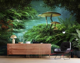 3D Green Forest Landscape FFA1671 Removable Wallpaper Self Adhesive ...