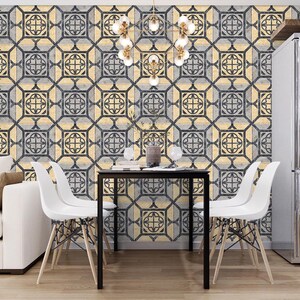 3D Blu Giallo Pattern Art L7067 Carta da parati rimovibile Carta da parati autoadesiva Carta da parati Extra Large Peel & Stick Wallpaper Mural AJSTOREArt