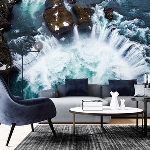 3D Waterfall Convergence L7949 Removable Wallpaper Self Adhesive Wallpaper Extra Large Peel & Stick Wallpaper Wallpaper Mural AJSTOREArt