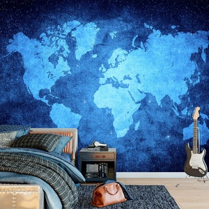 3D Dreamy Blue L9729 Weltkarte abnehmbare Tapete Selbstklebende Tapete extra groß Peel & Stick Tapete Tapete Wandbild AJ
