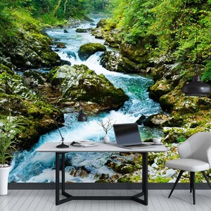 3D Cool River Live Frei L8677 abnehmbare Tapete selbstklebende Tapete extra groß Peel & Stick Tapete Tapete Wandbild AJSTOREArt