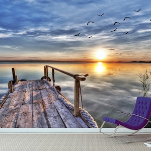 3D Sea Time L042 Removable Wallpaper Self Adhesive Wallpaper Extra Large Peel & Stick Wallpaper Wallpaper Mural AJSTOREArt