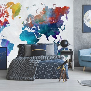 3d cores artísticas l9713 mapa do mundo removível papel de parede auto adesivo extra grande casca & vara papel de parede mural aj