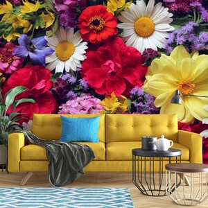3D Prosperous Flowers L7001 Removable Wallpaper Self Adhesive Wallpaper Extra Large Peel & Stick Wallpaper Wallpaper Mural AJSTOREArt