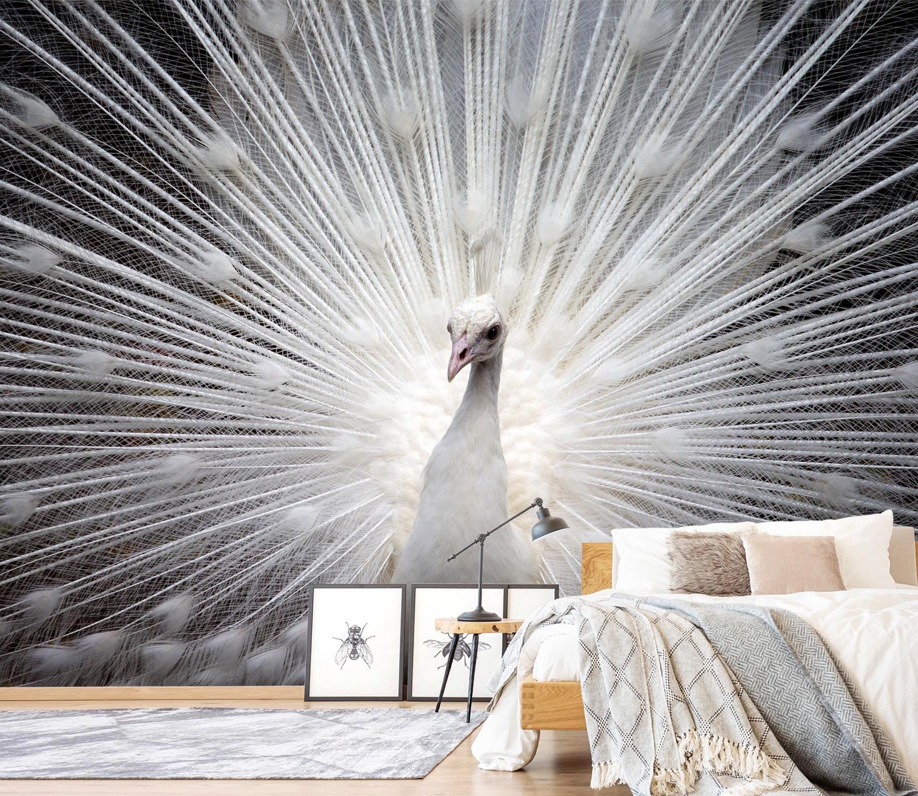 3D White Peacock L3556 Animal Removable Wallpaper Self - Etsy 3D White Peacock L3556 Animal Removable Wallpaper Self - Etsy