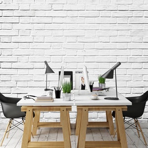 3D White Bricks Office L1311 Commercial Removable Wallpaper Self Adhesive Wallpaper Peel & Stick Wallpaper Wallpaper Mural AJSTOREArt
