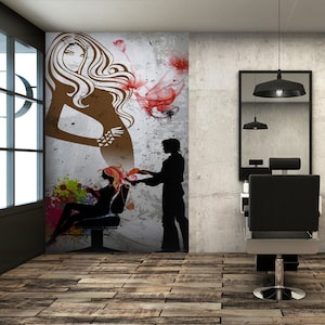 3D Glamour Donna Acconciatura Salon L2127 Commercial Removable Wallpaper Self Adhesive Wallpaper Peel & Stick Wallpaper Mural AJSTOREArt
