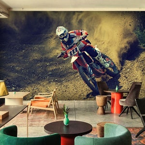 3D Motorrad Kunst Transport L633 abnehmbare Tapete selbstklebende Tapete extra groß Peel & Stick Tapete Tapete Wandbild AJSTOREArt