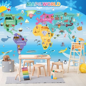 3d divertido estilo bonito l9786 mapa do mundo removível papel de parede auto adesivo extra grande casca & vara papel de parede mural aj