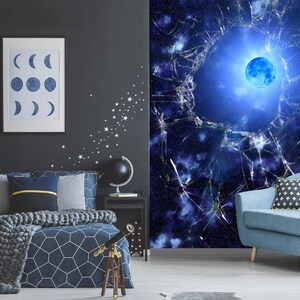 3D Glowing Blue Planet L8402 abnehmbare Tapete selbstklebende Tapete extra groß Peel & Stick Tapete Tapete Wandbild AJSTOREArt
