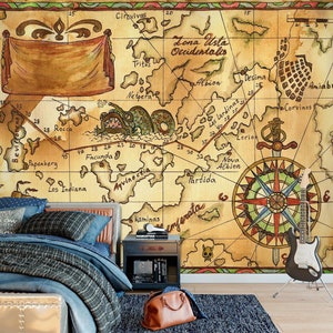 3D Uralte Nautische Karte Schlafzimmer L2819 kommerzielle abnehmbare Tapete selbstklebende Tapete Peel & Stick Tapete Wandbild AJSTOREArt
