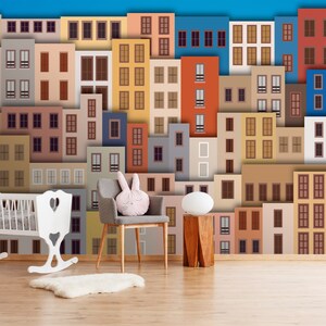 3D Fun Houses L030 Removable Wallpaper Self Adhesive Wallpaper Extra Large Peel & Stick Wallpaper Wallpaper Mural AJSTOREArt