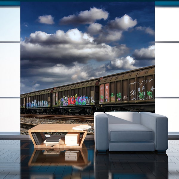 3D Graffiti And Train Transport L599 Removable Wallpaper Self Adhesive Wallpaper Peel & Stick Wallpaper Wallpaper Mural AJSTOREArt