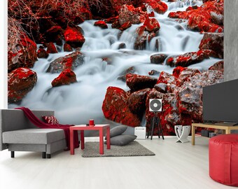 3D Dark Red Moss L7780 Removable Wallpaper Self Adhesive Wallpaper Extra Large Peel & Stick Wallpaper Wallpaper Mural AJSTOREArt