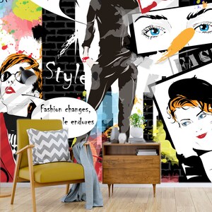 3D Fashionable Life Graffiti L047 Removable Wallpaper Self Adhesive Wallpaper Extra Large Peel & Stick Wallpaper Wallpaper Mural AJSTOREArt