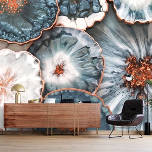 3D Fantasy Blau Blumen L8387 abnehmbare Tapete selbstklebende Tapete extra groß Peel & Stick Tapete Tapete Wandbild AJSTOREArt