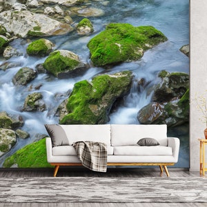 3D Near Nature Stream L8266 abnehmbare Tapete selbstklebende Tapete extra groß Peel & Stick Tapete Tapete Wandbild AJSTOREArt