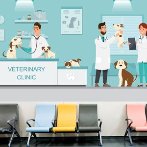3D Clinica Veterinaria L1761 Carta da parati commerciale rimovibile Carta da parati autoadesiva Peel & Stick Wallpaper Wallpaper Mural AJSTOREArt