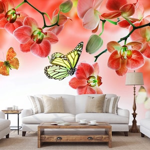 3D Delicate Butterfly Animal L209 Removable Wallpaper Self Adhesive Wallpaper Extra Large Peel & Stick Wallpaper Wallpaper Mural AJSTOREArt