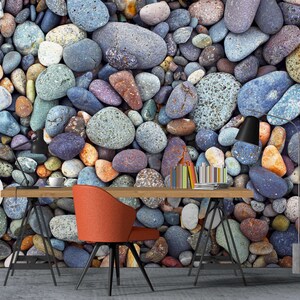 3D Retro Colored Pebbles L8565 Removable Wallpaper Self Adhesive Wallpaper Extra Large Peel & Stick Wallpaper Wallpaper Mural AJSTOREArt