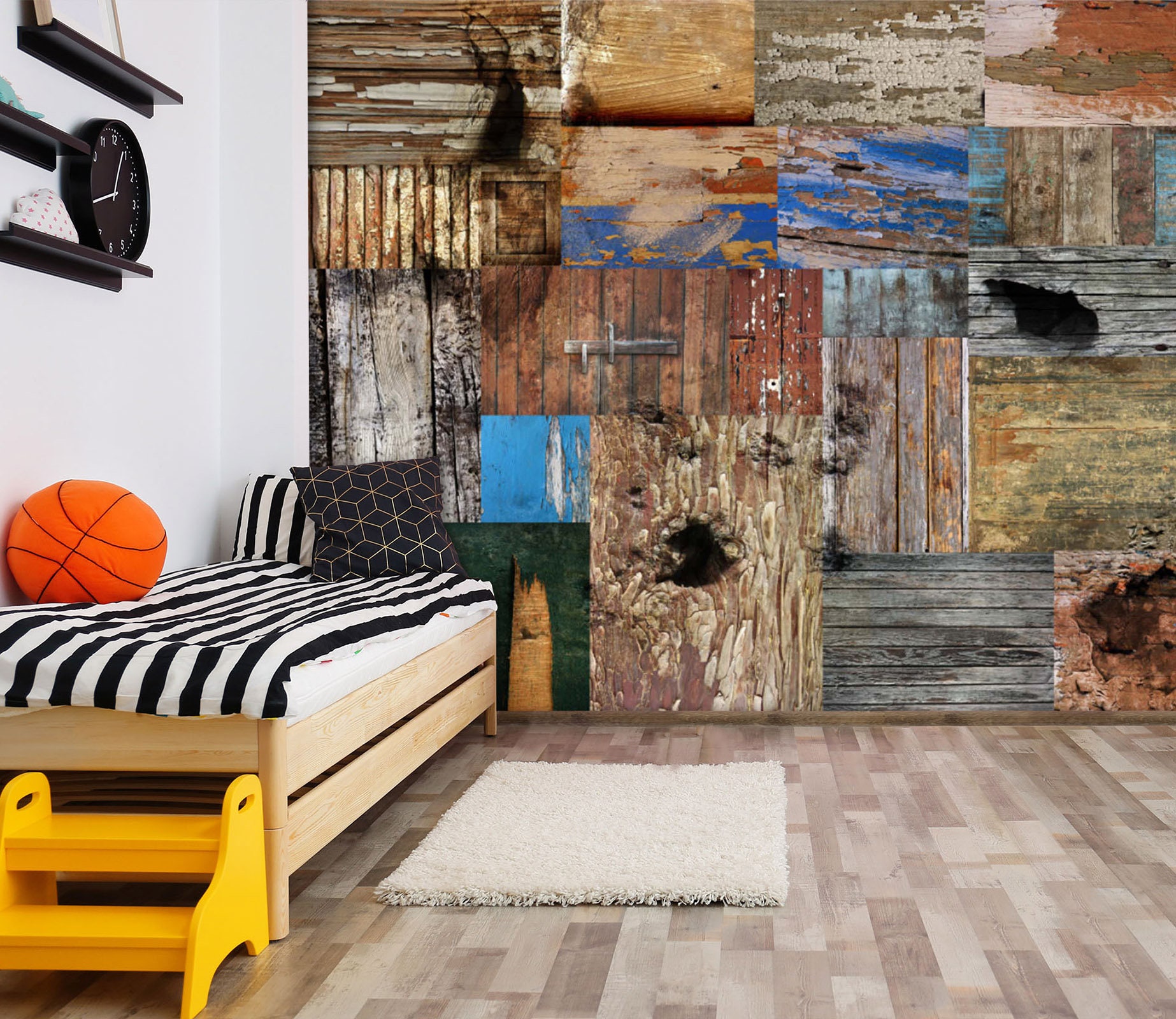 3D Mottled Wood Colors Bedroom L2793 Commercial Removable Wallpaper…