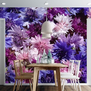 3D Glamour Purple Flowers L7957 Carta da parati rimovibile Carta da parati autoadesiva Carta da parati Extra Large Peel & Stick Wallpaper Mural aJSTOREArt
