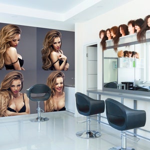 3D Glamour Foto L15966 Hair Cut Salon Barber Shop Carta da parati rimovibile commerciale Carta da parati autoadesiva Peel & Stick Wallpaper Mural AJSTOREArt