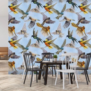 3D Colored Birds Animal L262 Removable Wallpaper Self Adhesive Wallpaper Extra Large Peel & Stick Wallpaper Wallpaper Mural AJSTOREArt